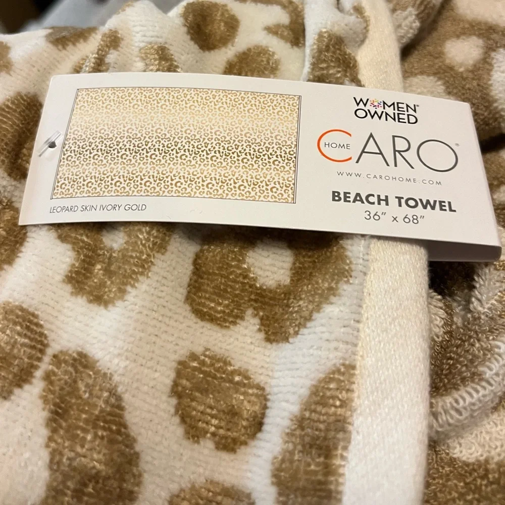 🆕 Leopard Beach Towel Ivory Gold
